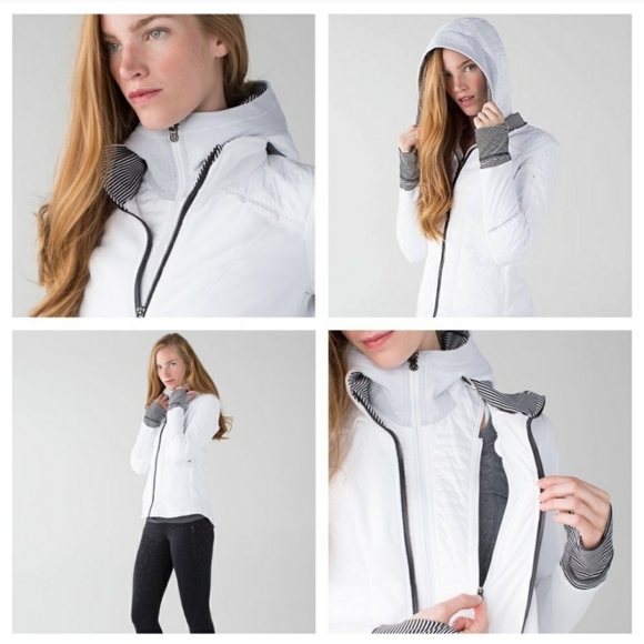 lululemon athletica Jackets & Blazers - Lululemon Fleecy Keen Jacket III White Stripe 10